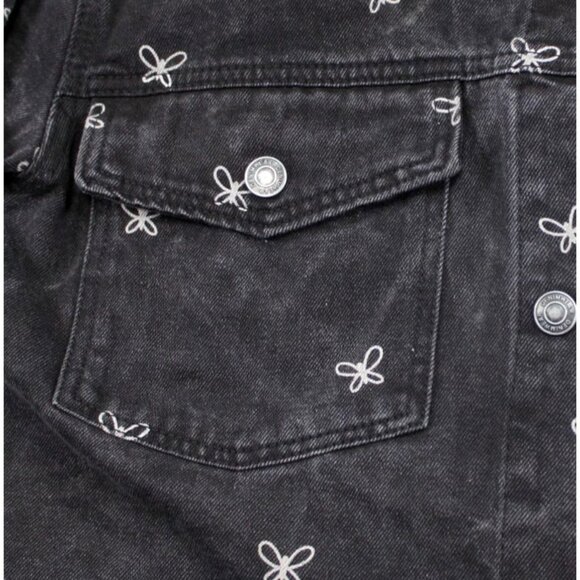 Stoosh Vintage Denim Black Button-Up Shirt With Embroidered Butterflies - Picture 2 of 8